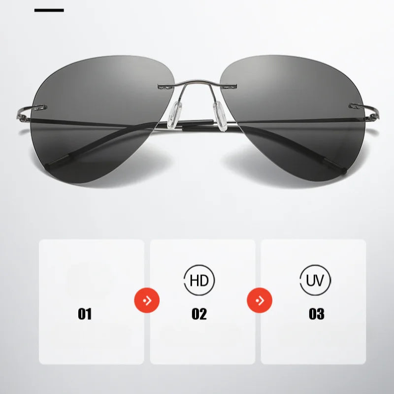 Frameless Ultra-light Polarized Sunglasses Men's