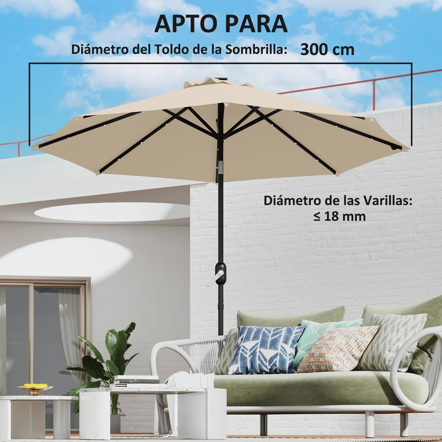 Outsunny 3m Umbrella Replacement Canopy