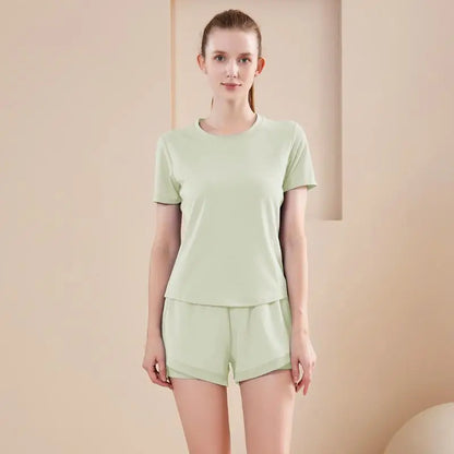 Yoga Set Women Sport T-Shirt Back Mesh Design