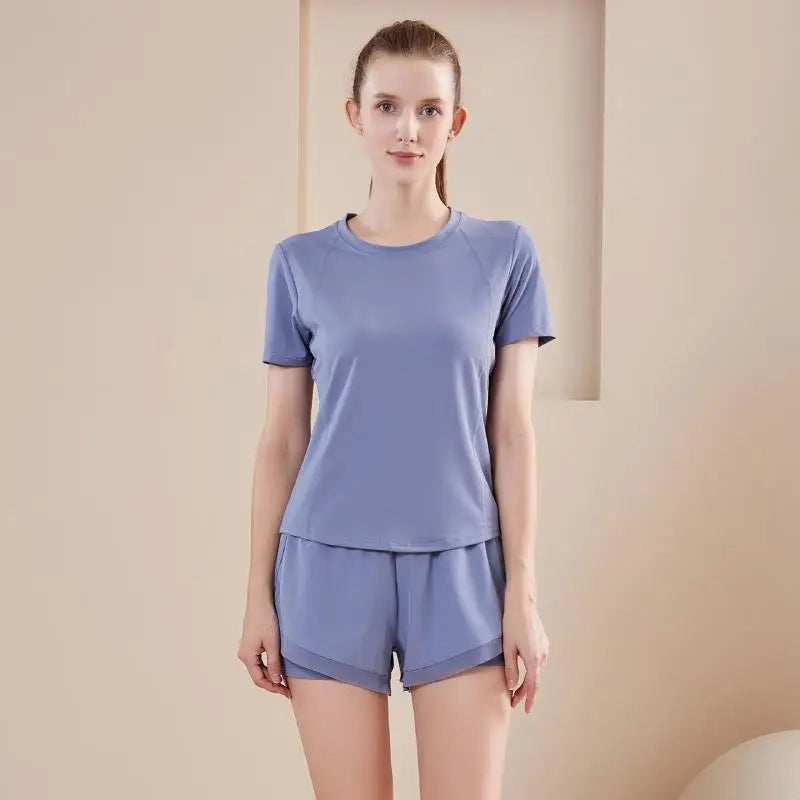 Yoga Set Women Sport T-Shirt Back Mesh Design
