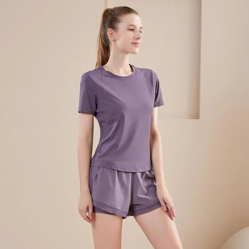 Yoga Set Women Sport T-Shirt Back Mesh Design
