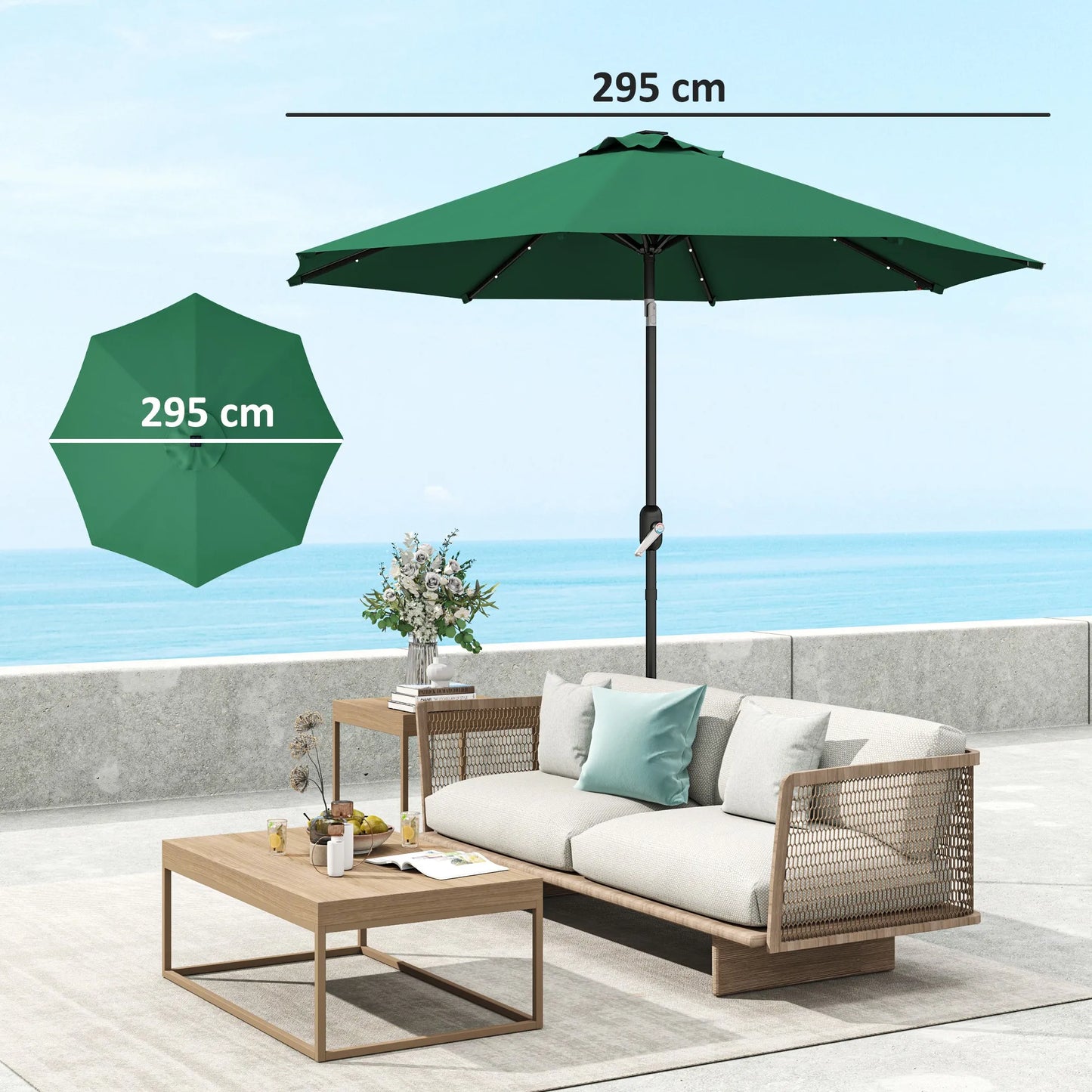 Outsunny 3m Umbrella Replacement Canopy