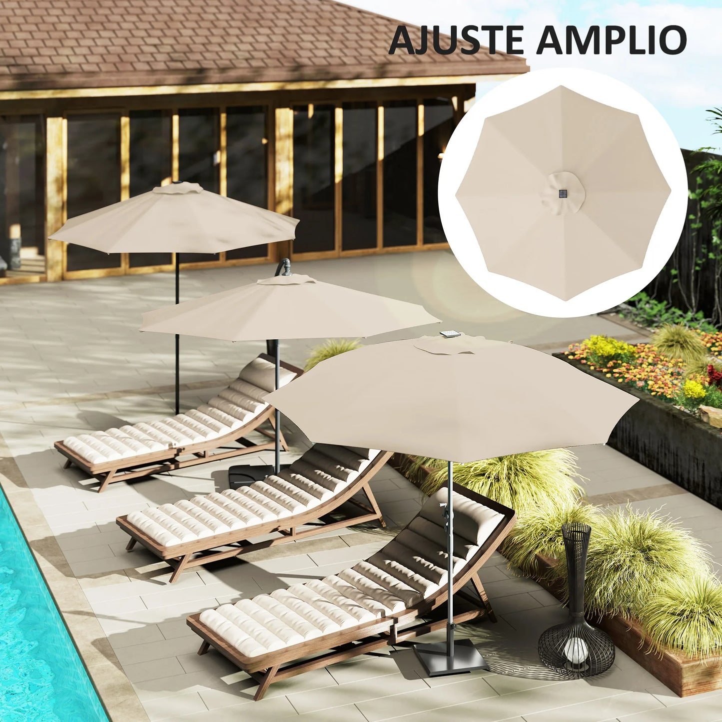 Outsunny 3m Umbrella Replacement Canopy