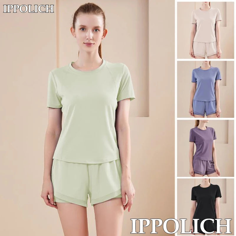 Yoga Set Women Sport T-Shirt Back Mesh Design