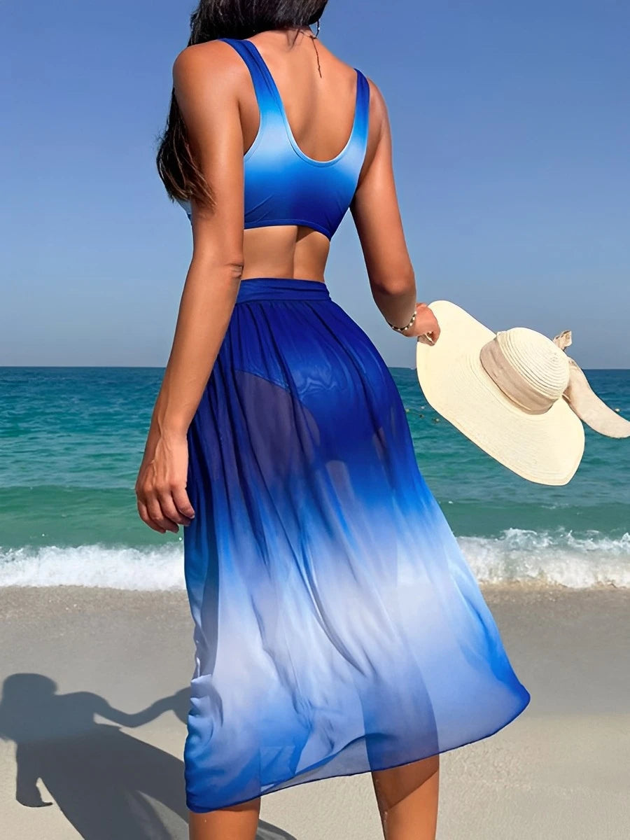 3 Pieces Vcay Ombre Bikini 2025 Women High